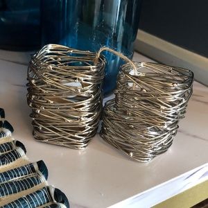 West Elm silver napkin ring set NWT